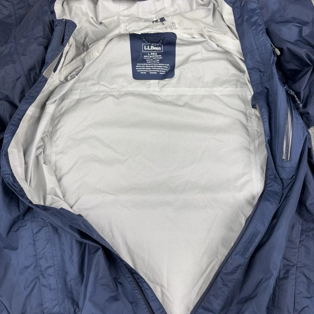 LL Bean TEK Jacket Mens Large‎ Blue Hooded Full Zip Rain Windbreaker Coat Casual